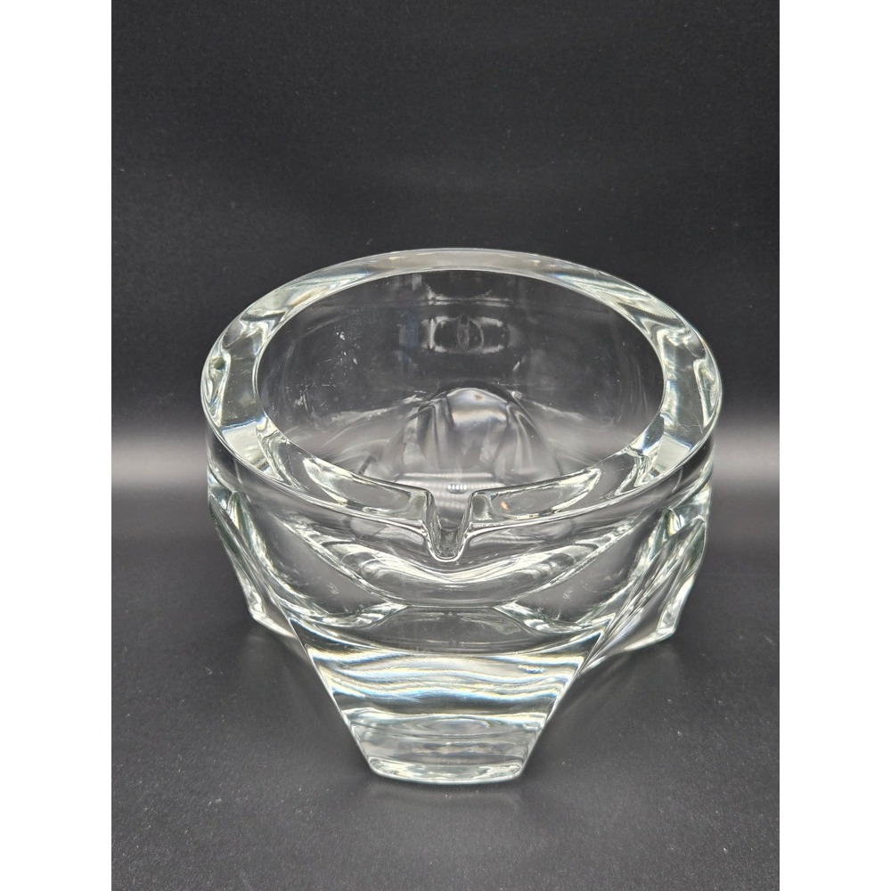 Vintage Viking Glass Tripod Orb Ashtray Slanted Clear Color 5.5" MCM Heavy‎ Bowl